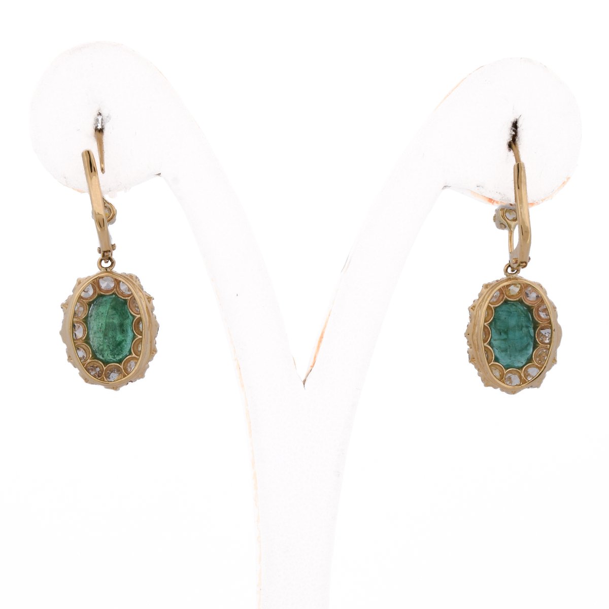 Boucles d’Oreilles Victoriennes en Or 18 Carats, Émeraudes et Diamants Taille Ancienne OR249 -photo-3
