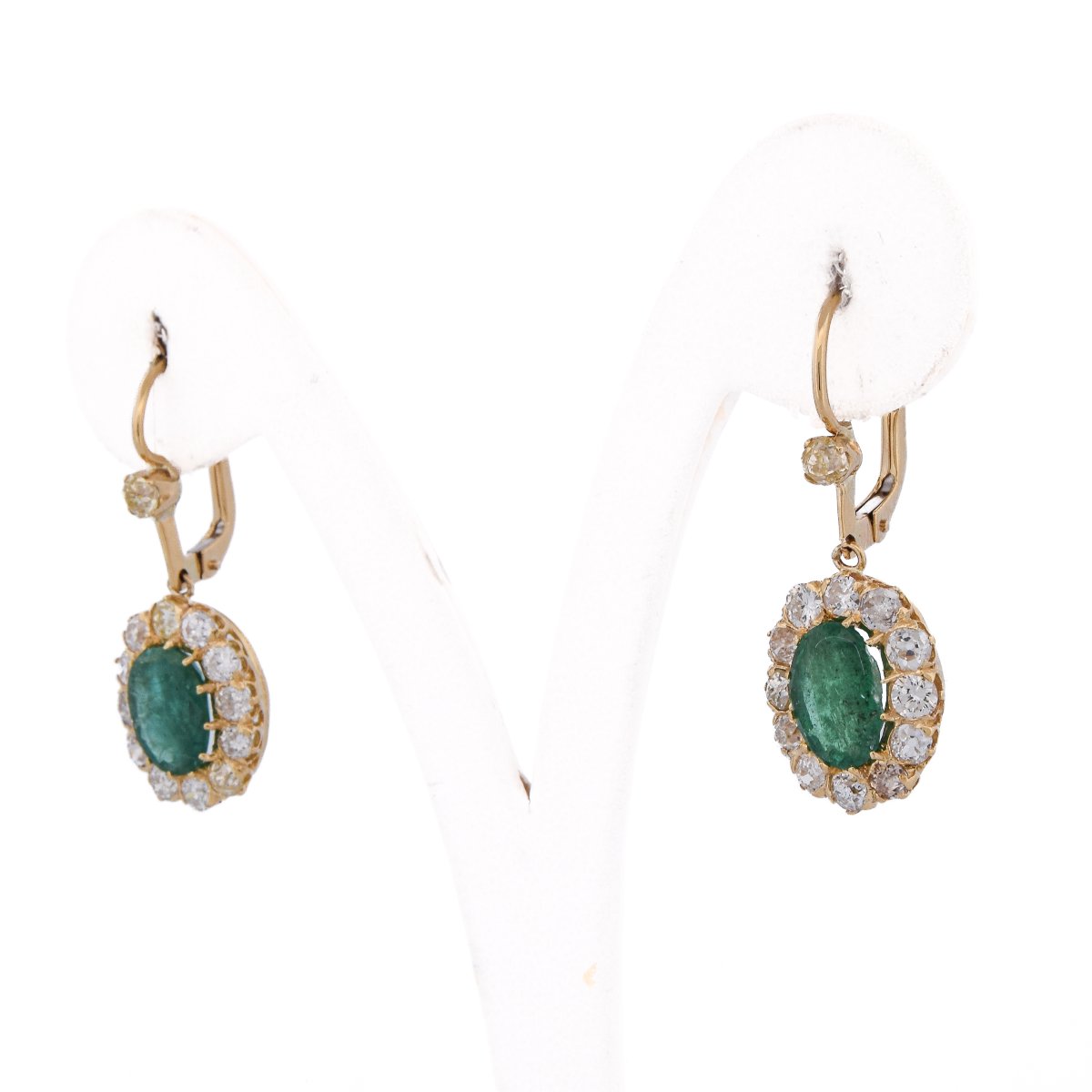 Boucles d’Oreilles Victoriennes en Or 18 Carats, Émeraudes et Diamants Taille Ancienne OR249 -photo-4