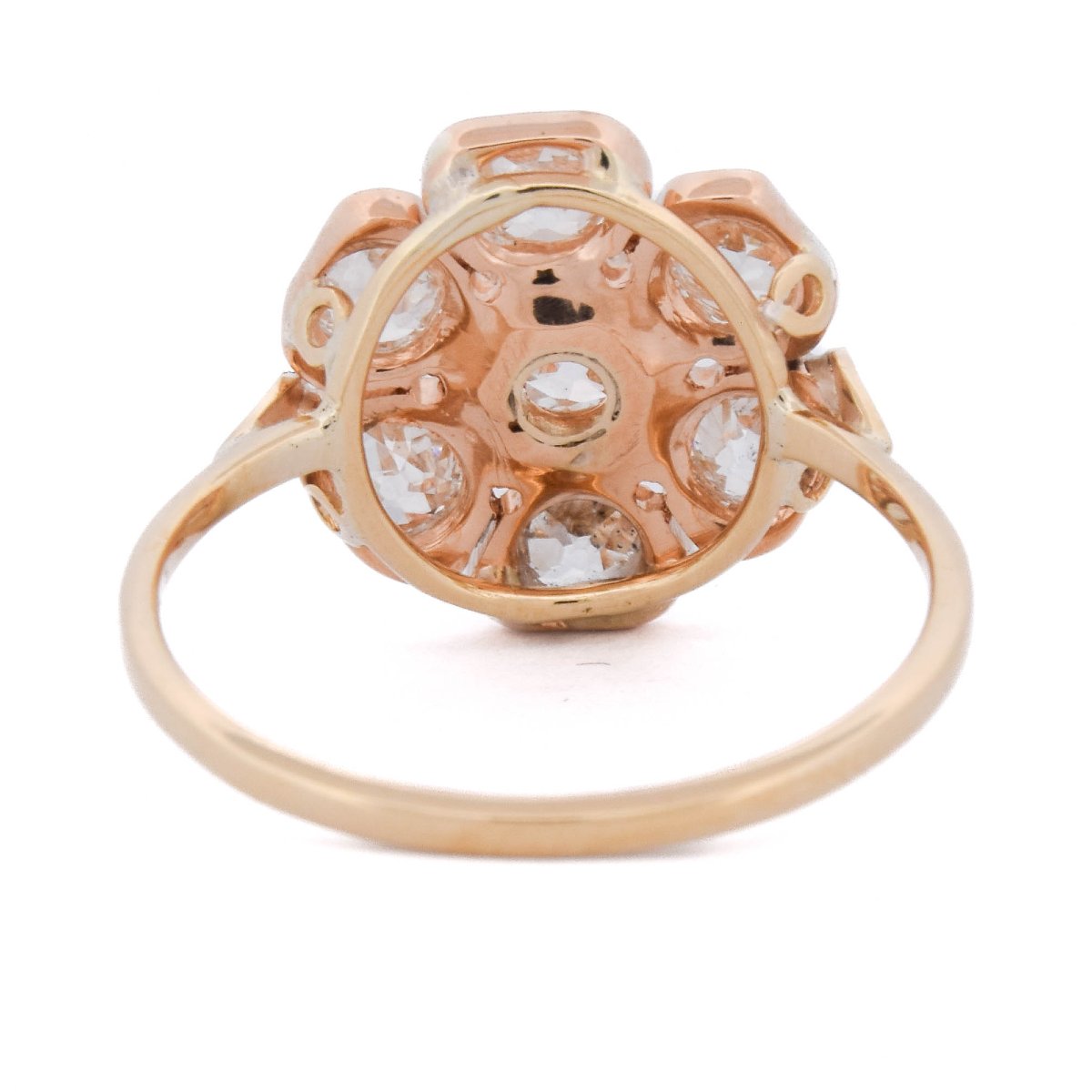 Bague Marguerite Victorienne en Or 18 Carats et Diamants Taille Ancienne, 2,70 Carats-photo-4
