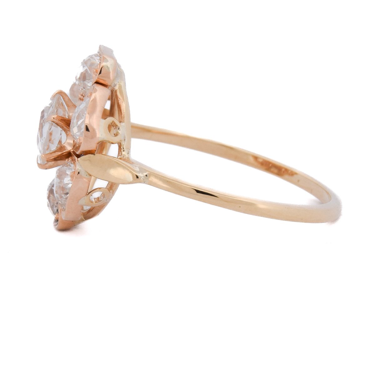 Bague Marguerite Victorienne en Or 18 Carats et Diamants Taille Ancienne, 2,70 Carats-photo-1
