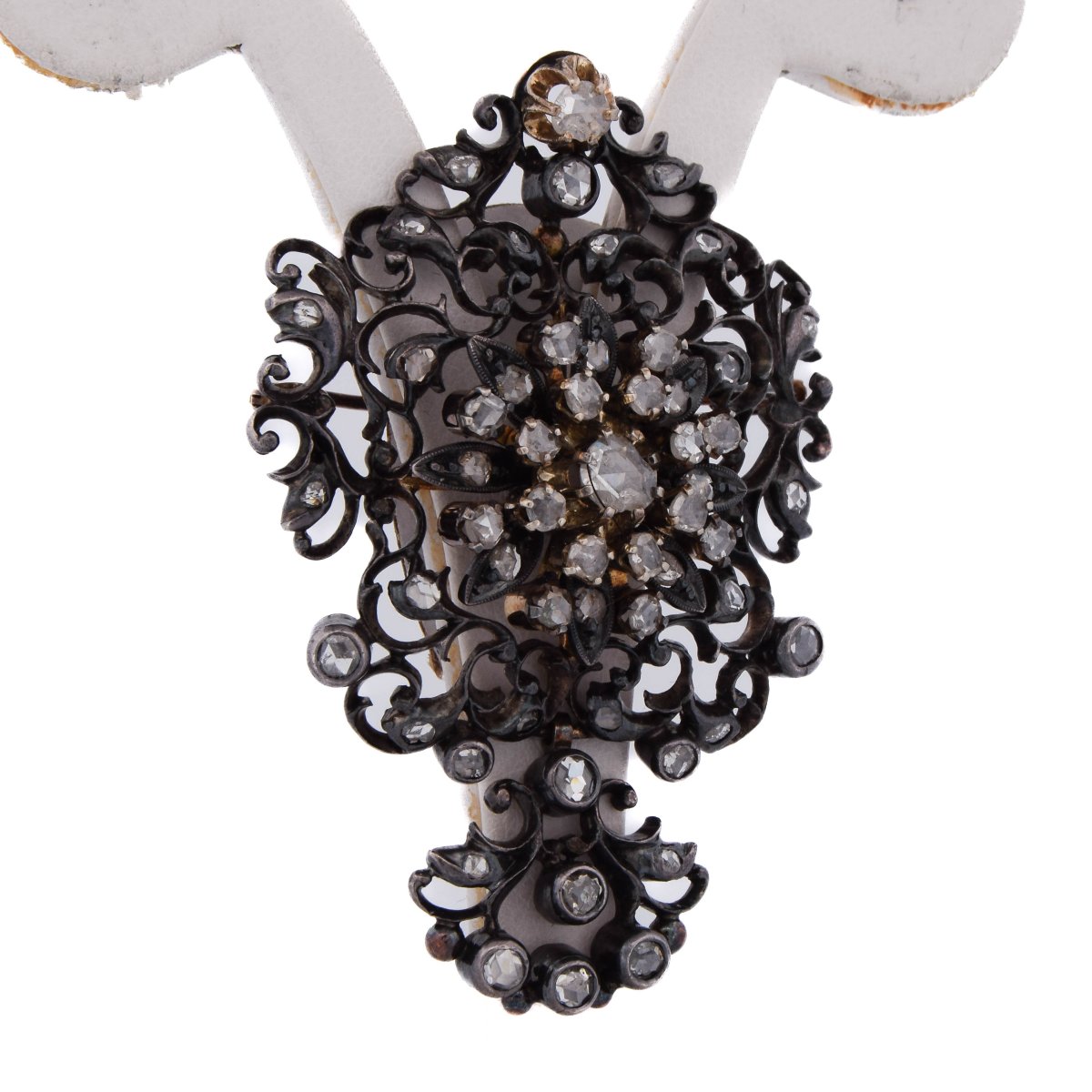 Victorian Pendant Brooch In 12-carat Gold And Silver With Rose-cut Diamonds   Sp80-photo-3