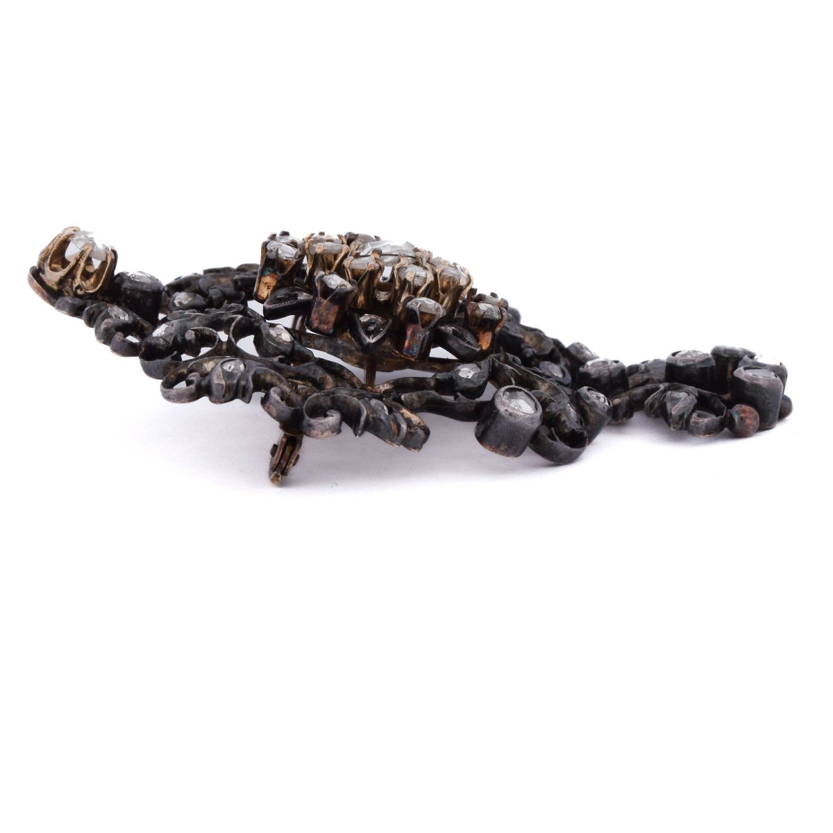 Victorian Pendant Brooch In 12-carat Gold And Silver With Rose-cut Diamonds   Sp80-photo-3