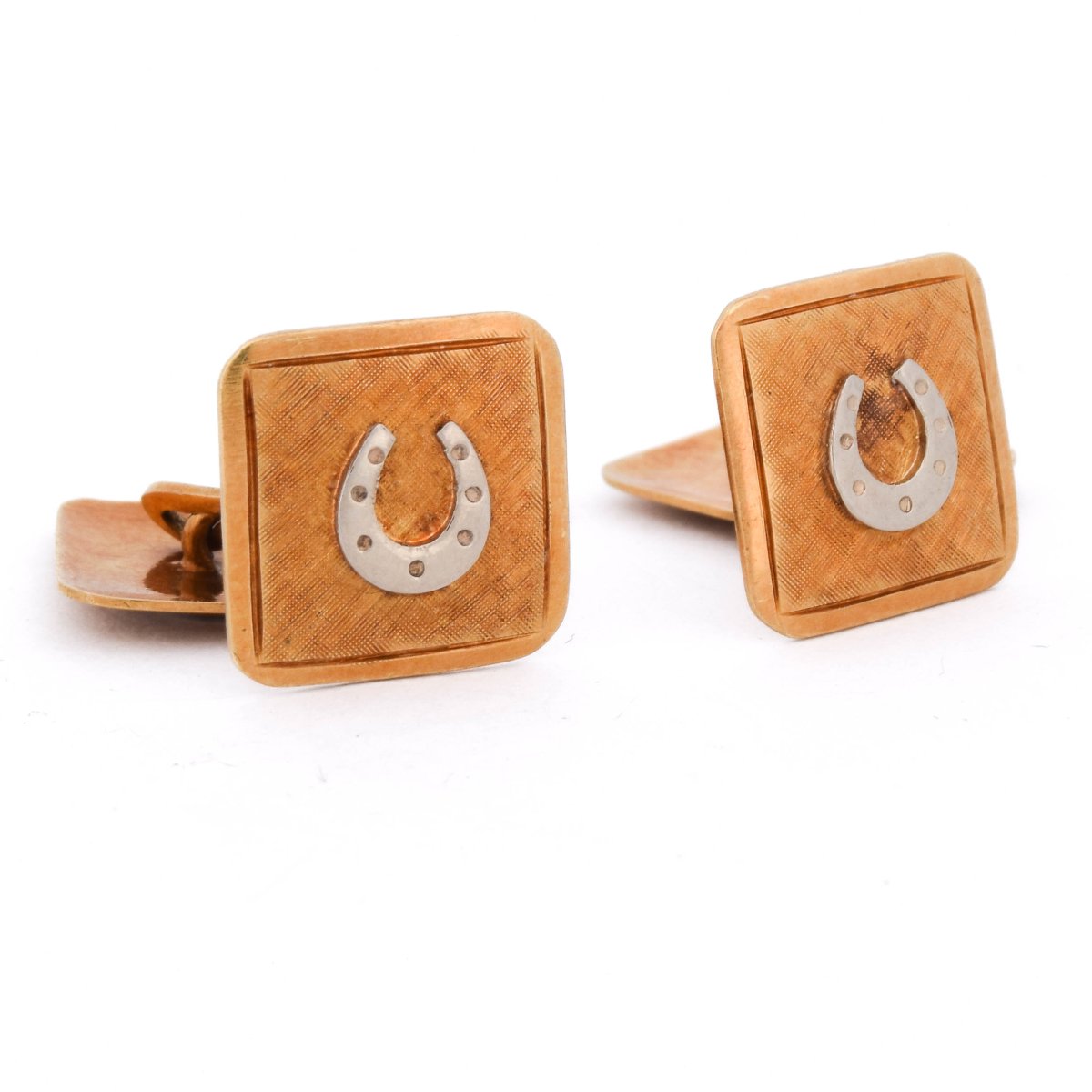 Pair Of Vintage 18-kt Gold Cufflinks With A Horseshoe Design    Gm3-photo-4
