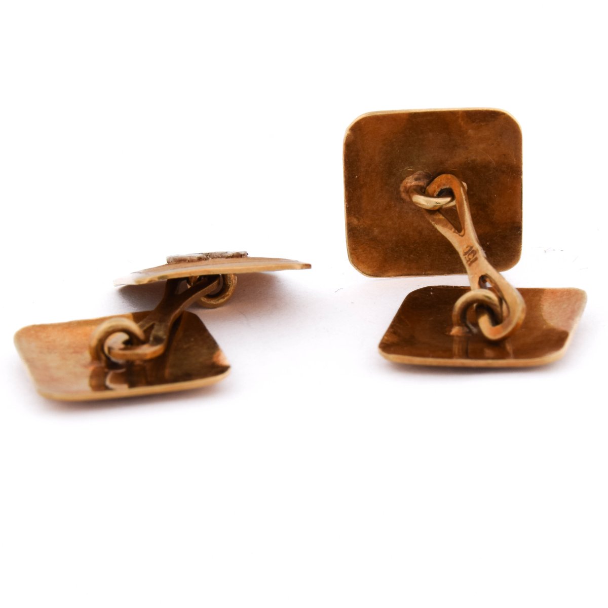 Pair Of Vintage 18-kt Gold Cufflinks With A Horseshoe Design    Gm3-photo-3