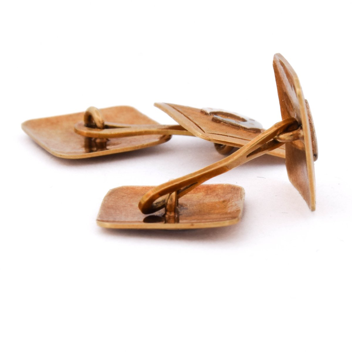 Pair Of Vintage 18-kt Gold Cufflinks With A Horseshoe Design    Gm3-photo-4