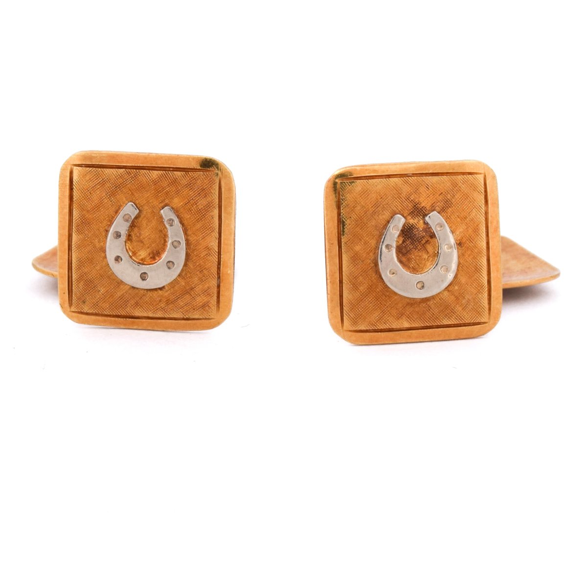 Pair Of Vintage 18-kt Gold Cufflinks With A Horseshoe Design    Gm3