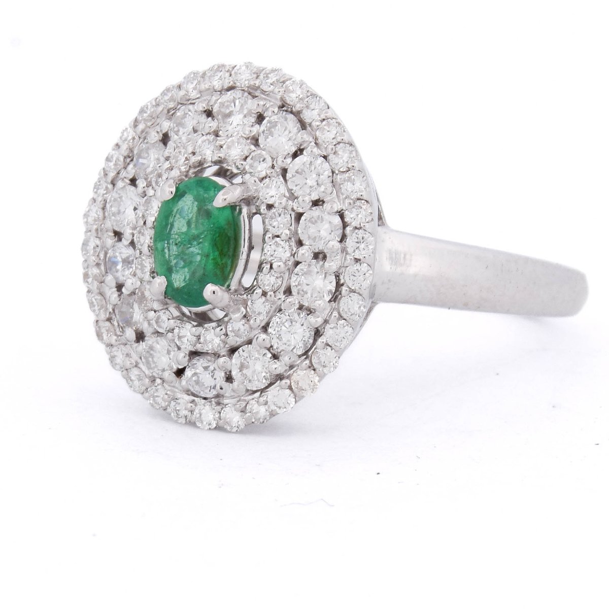 Contemporary 18-k White Gold Ring With Emerald And Diamonds   An Rl64 (0589)-photo-2