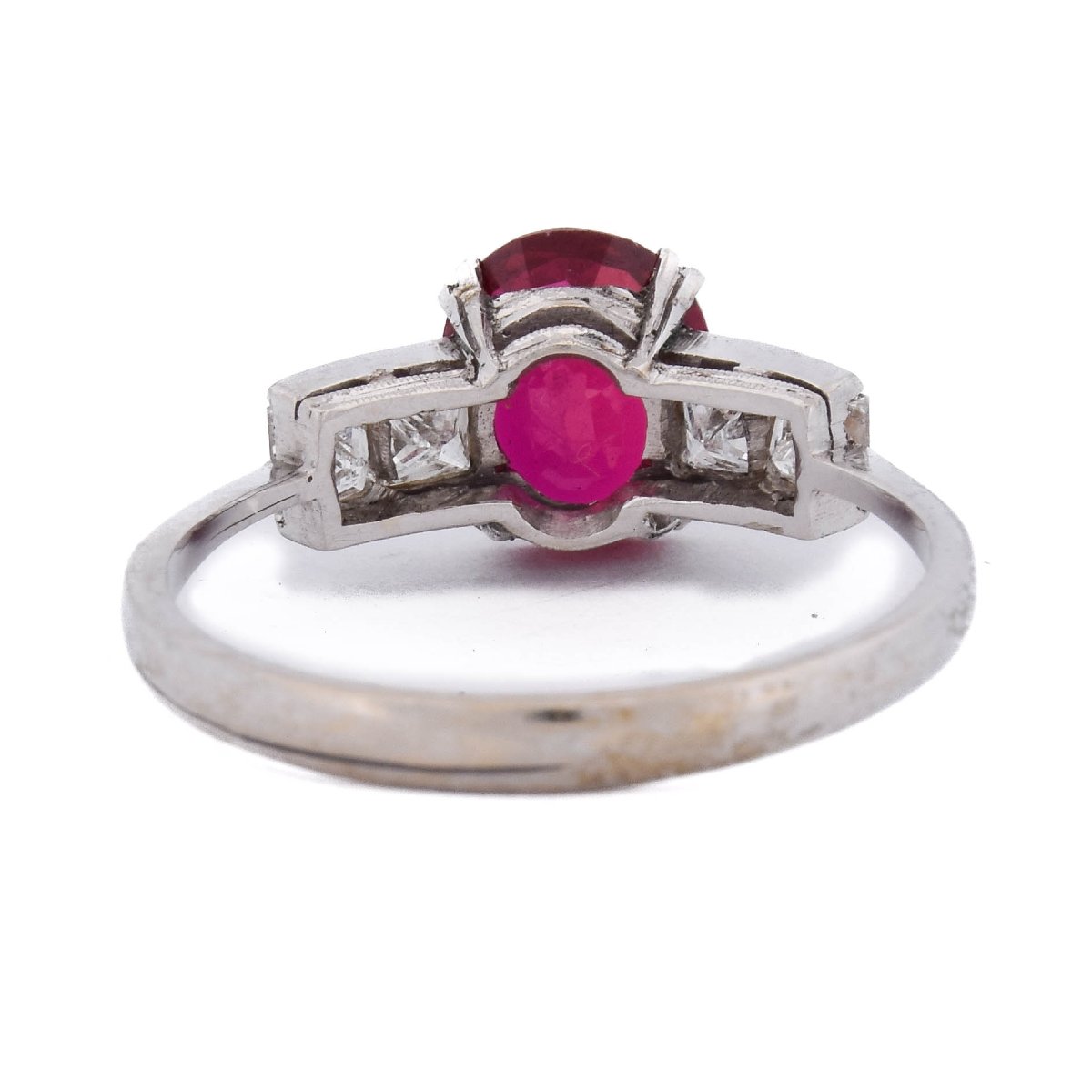 Bague Vintage en Or Blanc 18 Carats, Rubis Birman et Diamants  AN180 112-229-photo-1