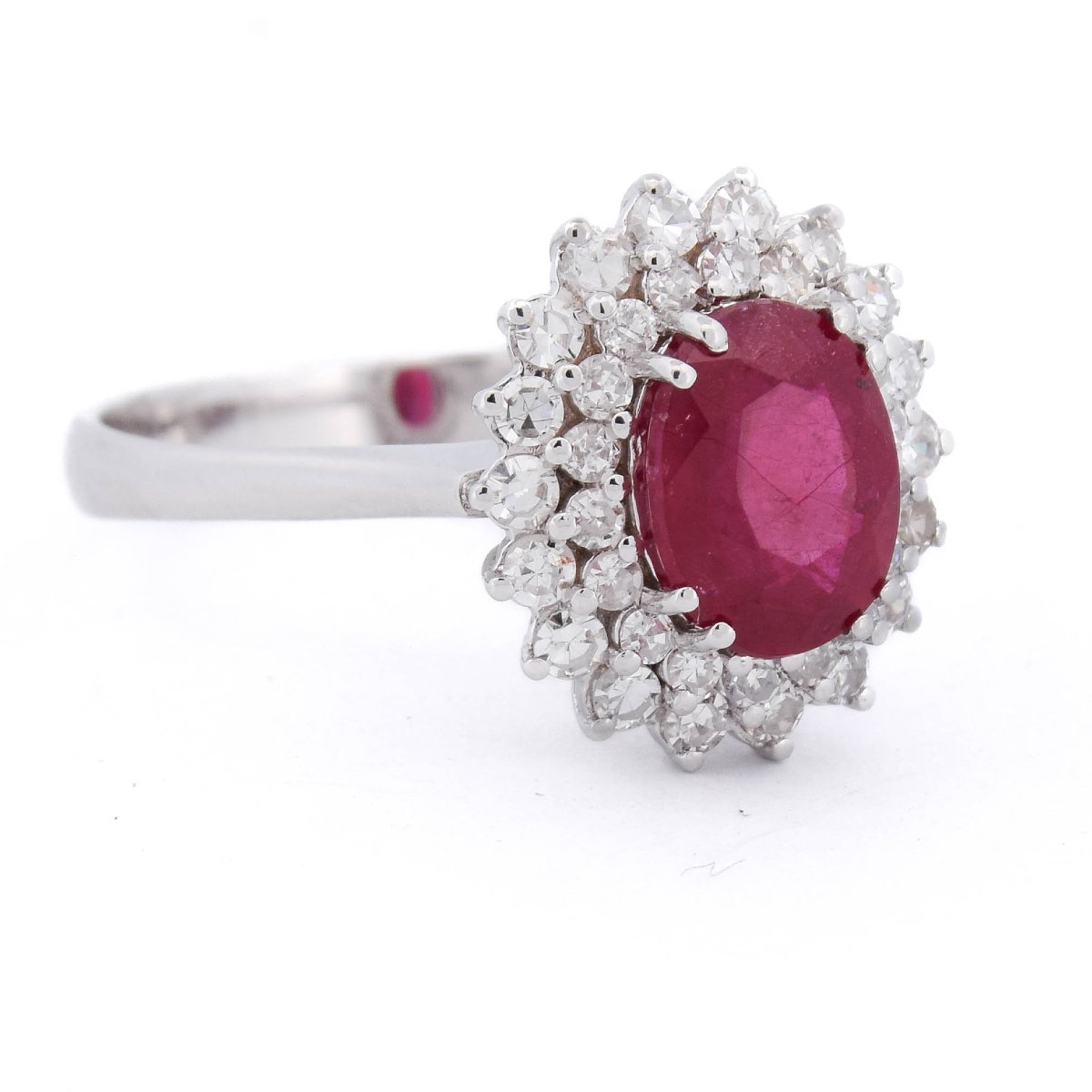 Bague Contemporaine en Or Blanc 18 Carats, Rubis 1,55 Ct et Diamants  AN543 (009)-photo-2