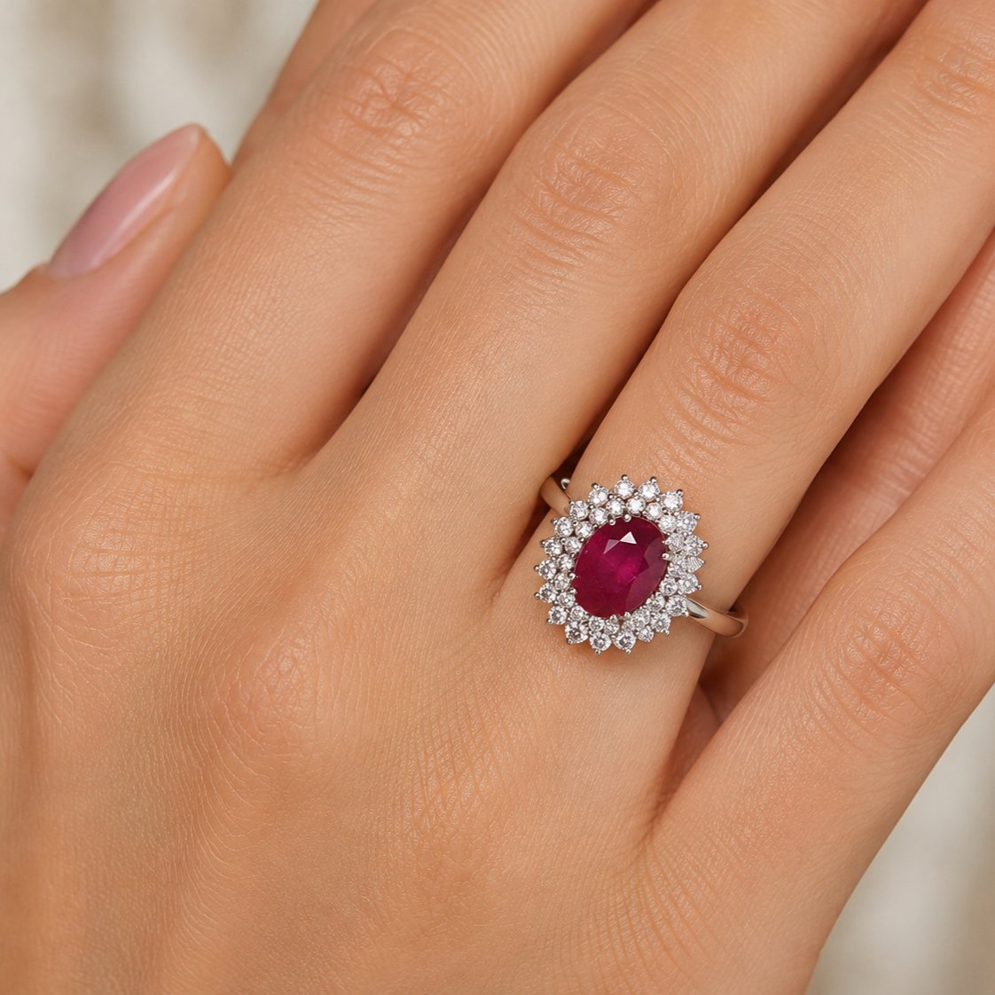 Bague Contemporaine en Or Blanc 18 Carats, Rubis 1,55 Ct et Diamants  AN543 (009)-photo-3