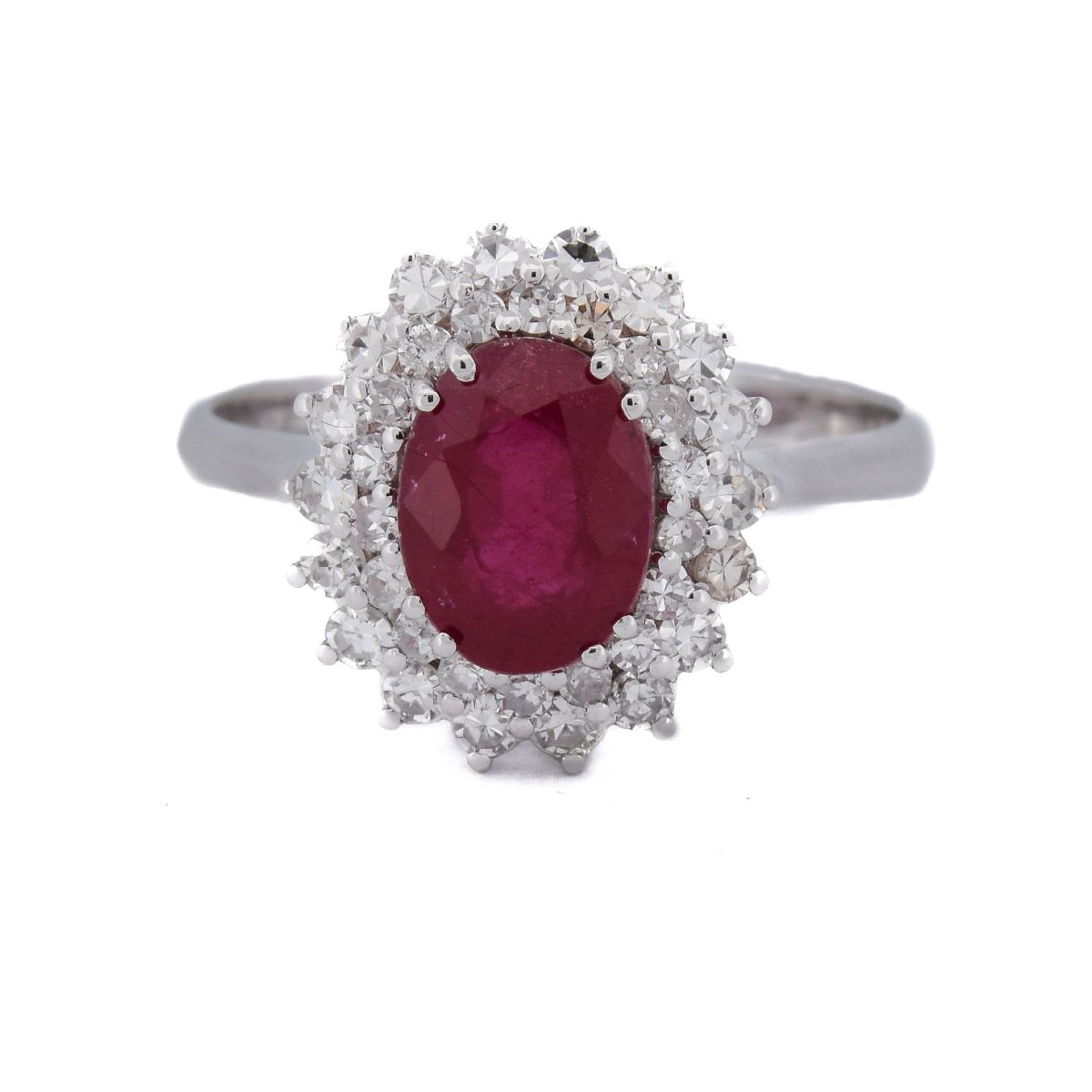 Bague Contemporaine en Or Blanc 18 Carats, Rubis 1,55 Ct et Diamants  AN543 (009)