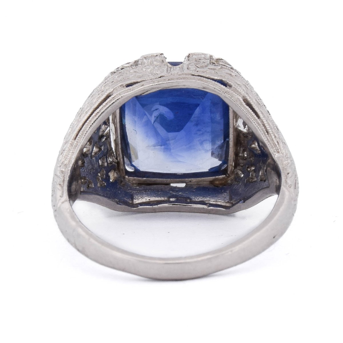 Bague Ancienne Vers 1910 En Platine, Saphir Birman Non Chauffé 8,47 Ct Et Diamants-photo-1