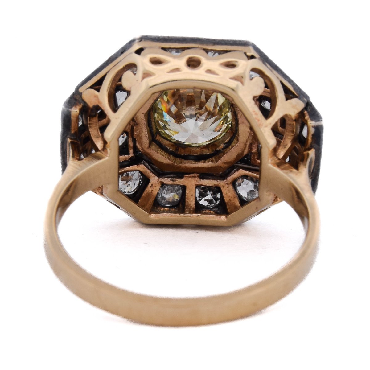 Victorian-style Ring In 12k Gold And 925 Silver With Diamonds, Approximately 2.30 Ct-photo-1