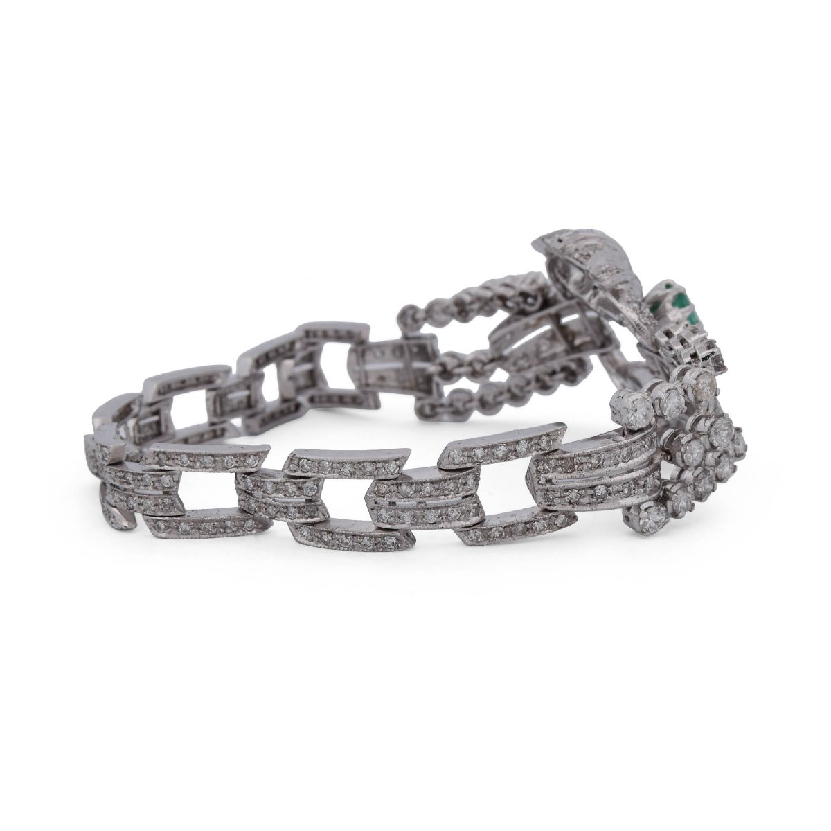Platinum Bracelet With Emeralds And Diamonds -photo-4