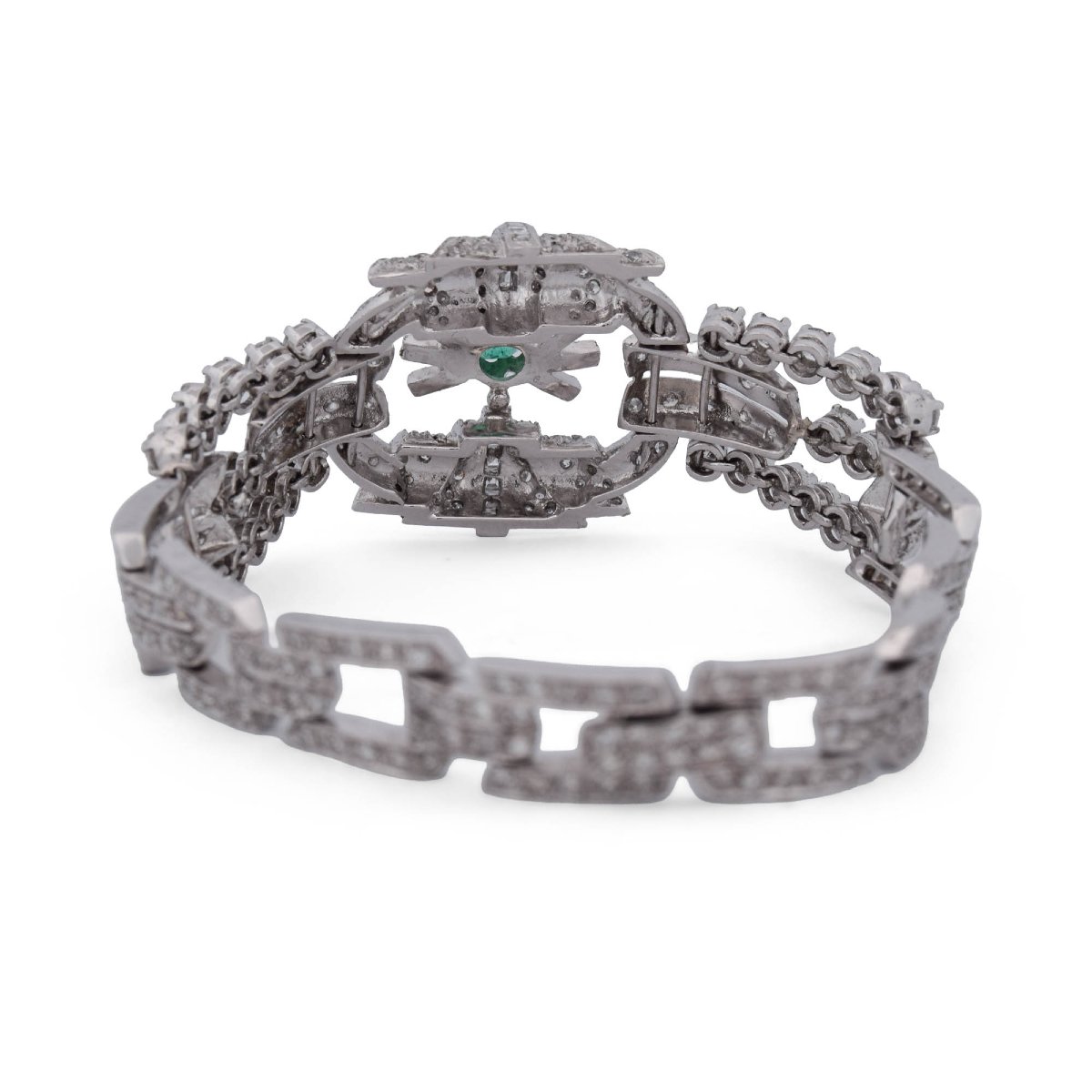Platinum Bracelet With Emeralds And Diamonds -photo-1