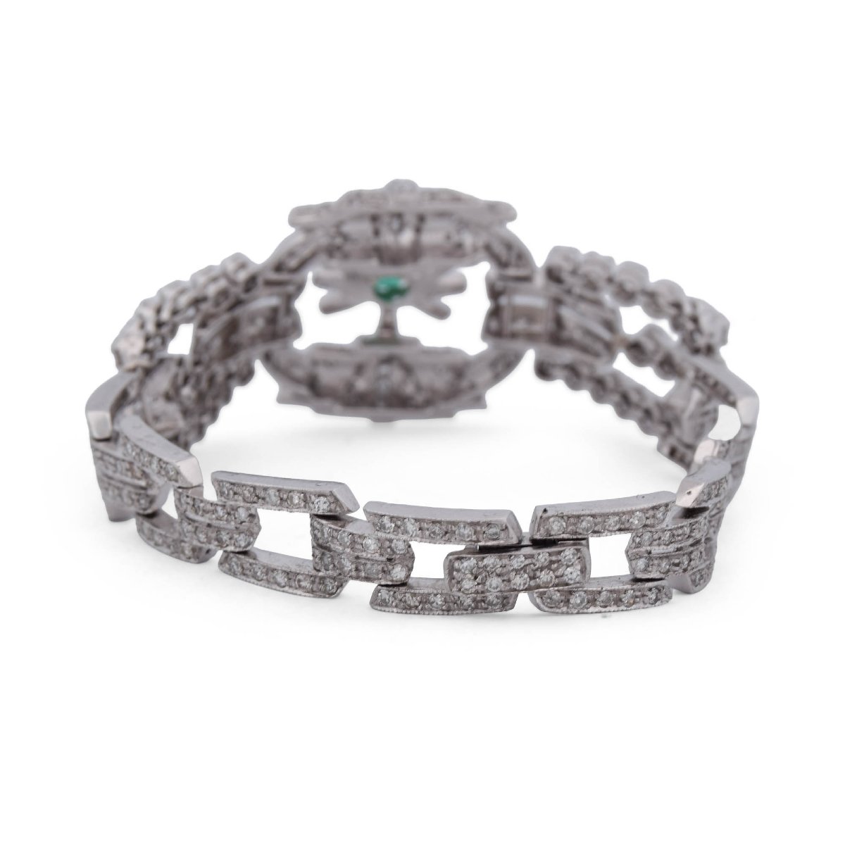 Platinum Bracelet With Emeralds And Diamonds -photo-2