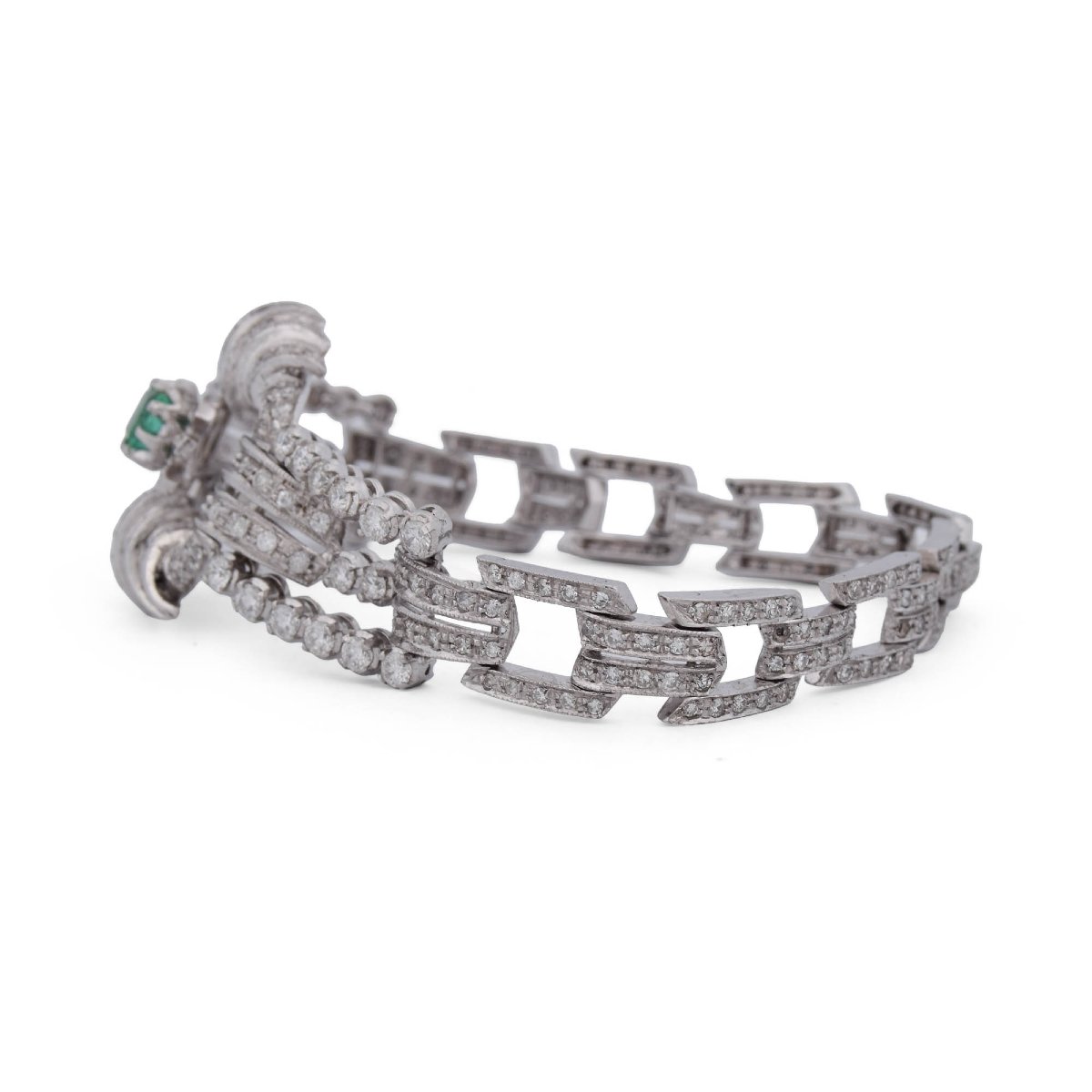 Platinum Bracelet With Emeralds And Diamonds -photo-3