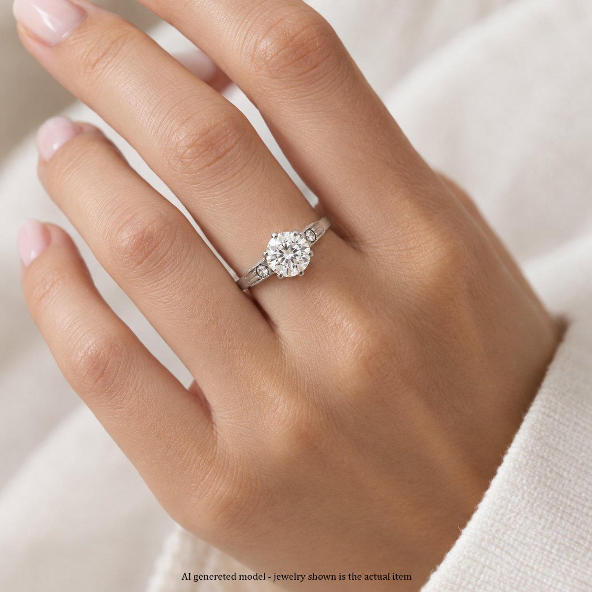 Bague des années 1940 en platine et or rose 18 carats, diamant taille ancienne de 1,50 ct-photo-2