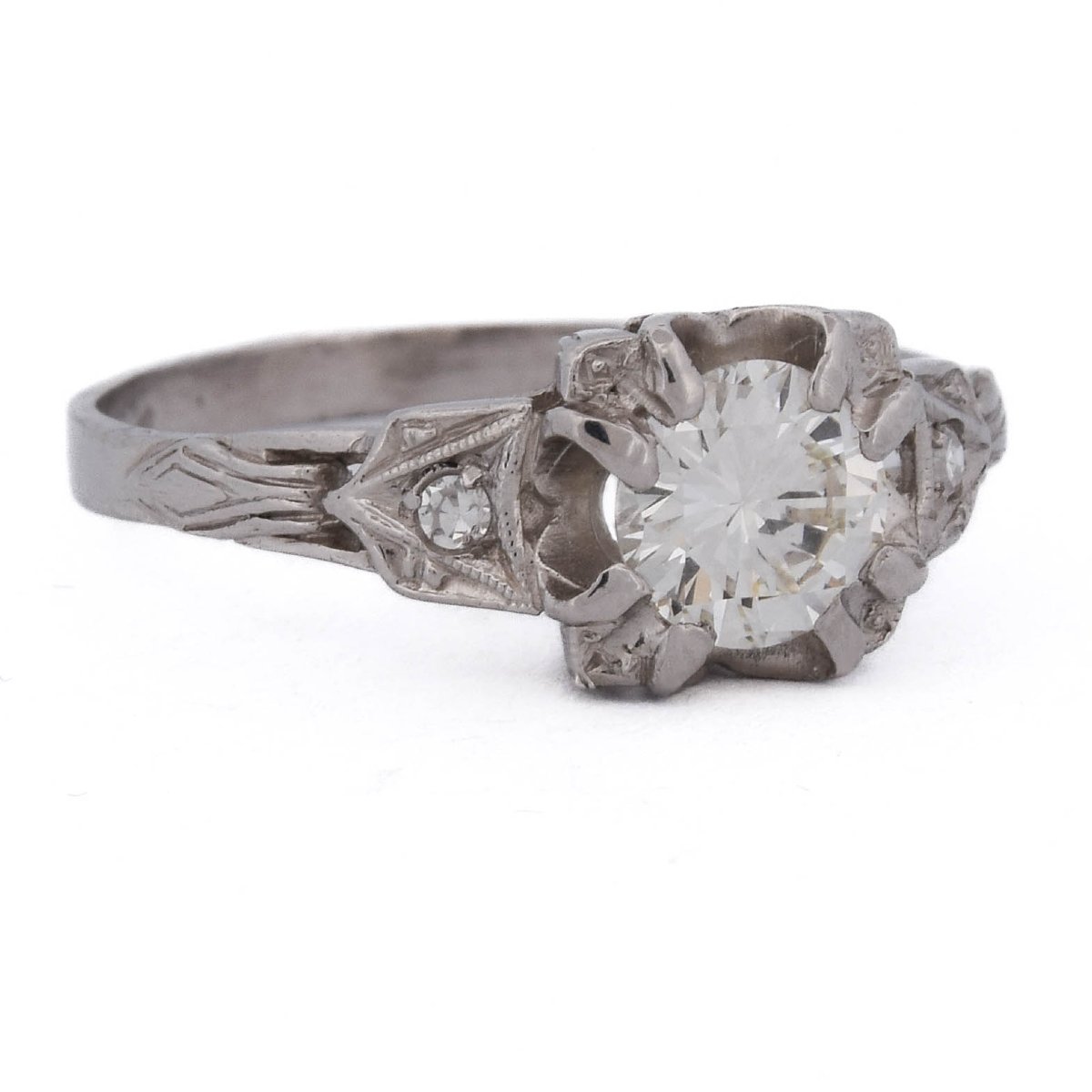 Art Deco Ring In Platinum And Diamonds, Circa 1940     An736 P4 (04519)-photo-3