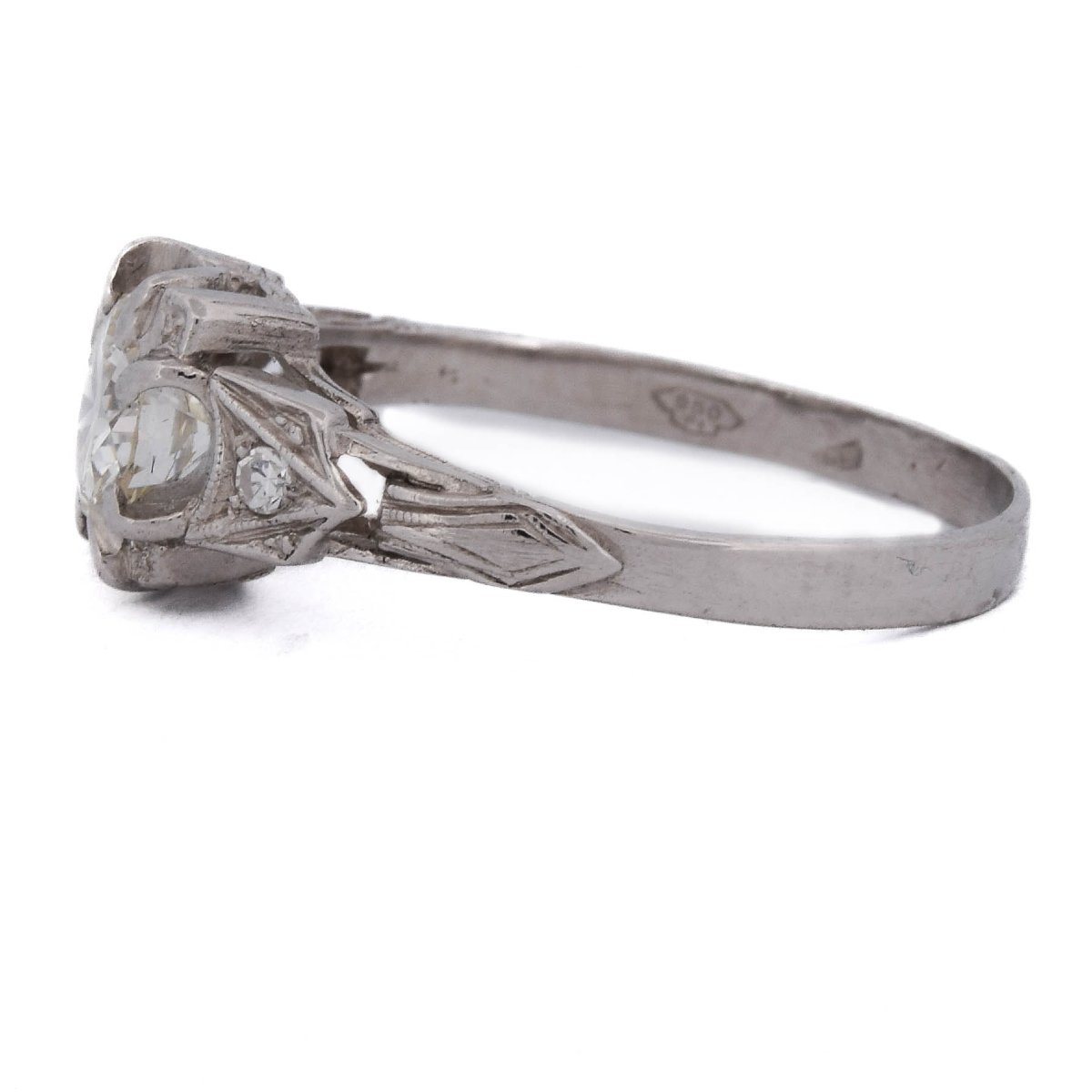 Art Deco Ring In Platinum And Diamonds, Circa 1940     An736 P4 (04519)-photo-2