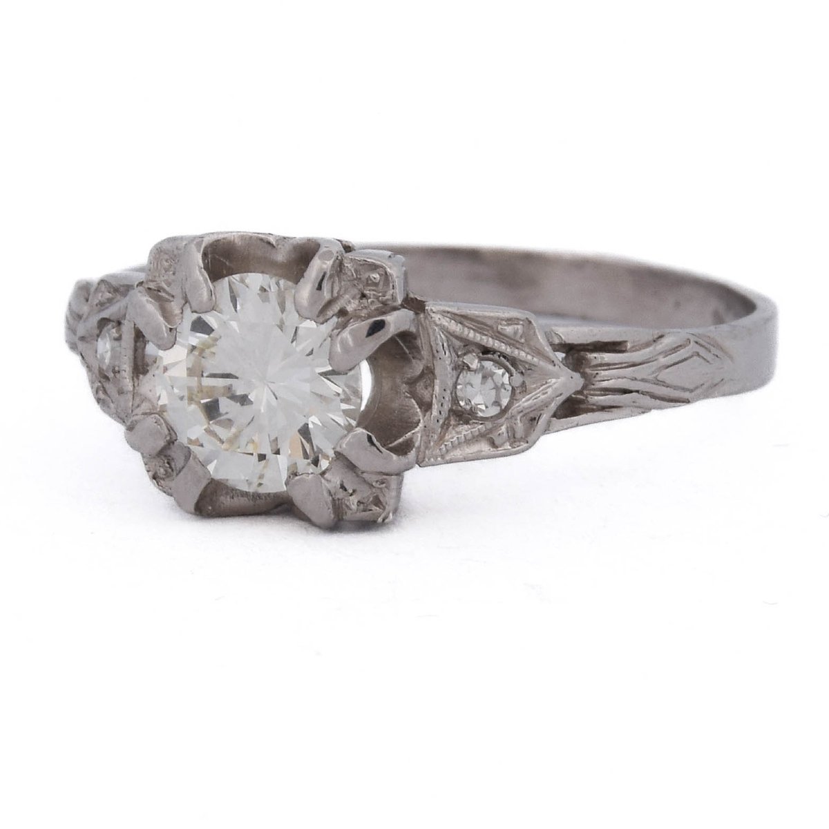 Art Deco Ring In Platinum And Diamonds, Circa 1940     An736 P4 (04519)-photo-3