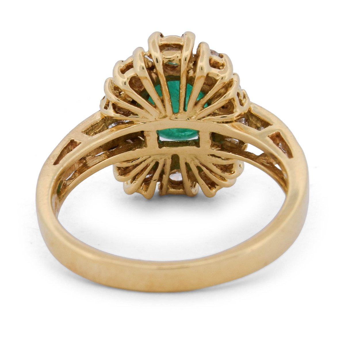 18-karat Yellow Gold Vintage Ring With A Cabochon Emerald And Diamonds-photo-1