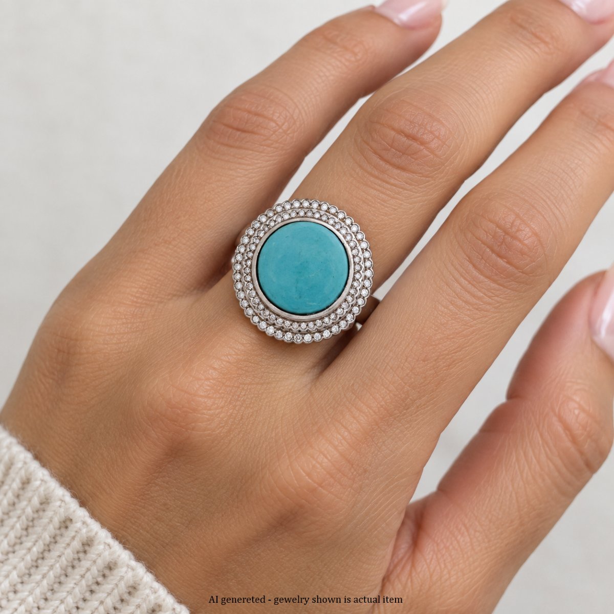 Vintage 18-karat Gold Ring With Turquoise And Diamonds   An224-photo-2