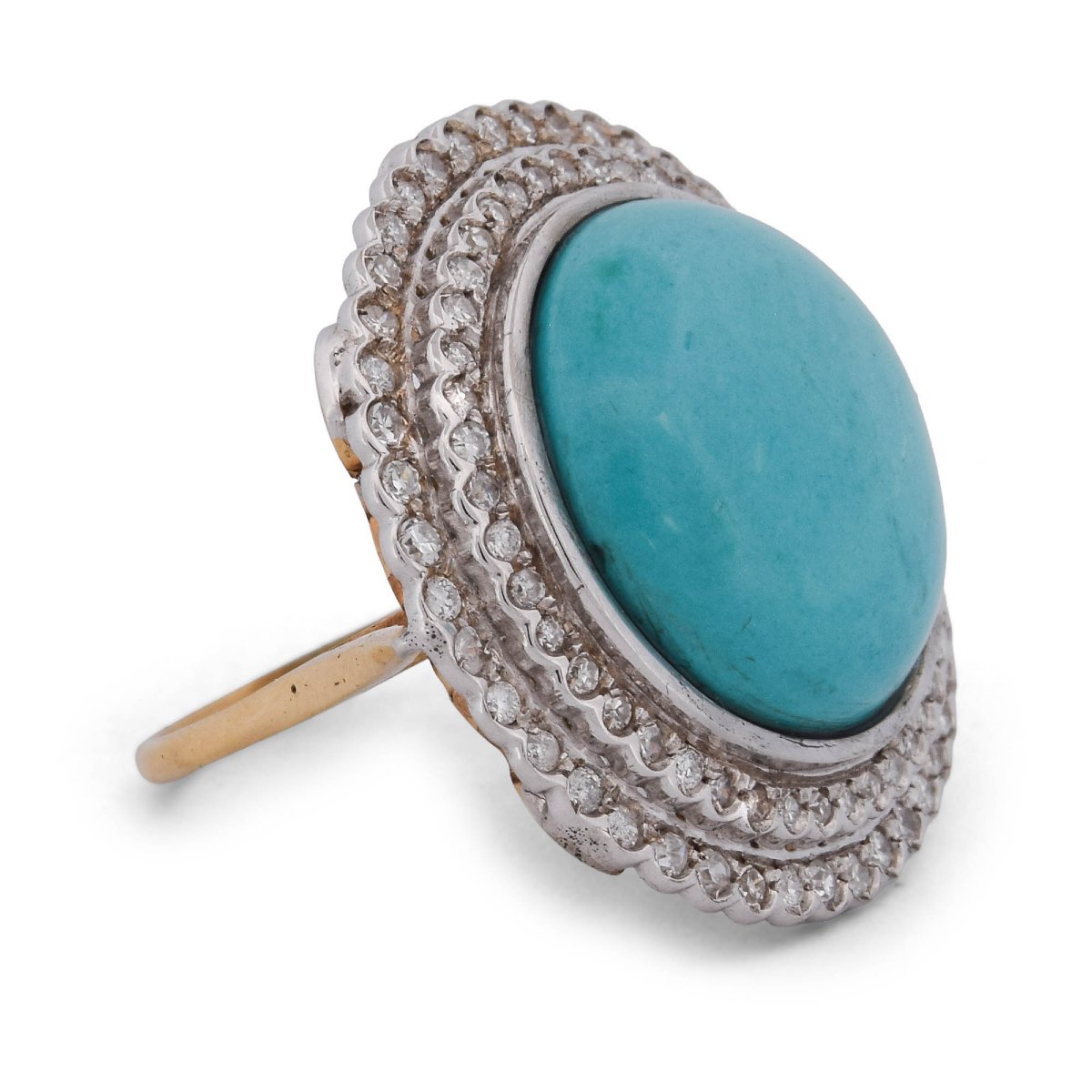 Vintage 18-karat Gold Ring With Turquoise And Diamonds   An224-photo-3