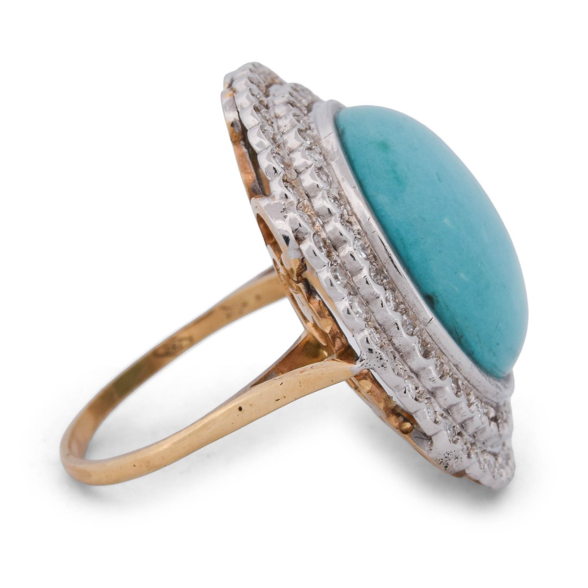 Vintage 18-karat Gold Ring With Turquoise And Diamonds   An224-photo-4