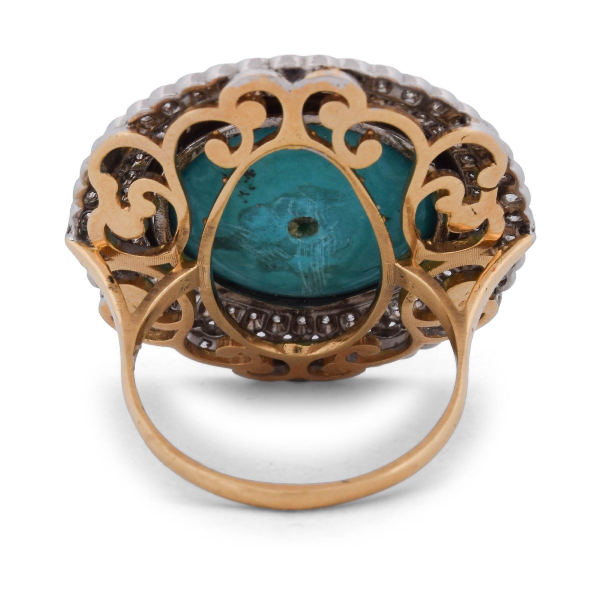 Vintage 18-karat Gold Ring With Turquoise And Diamonds   An224-photo-1
