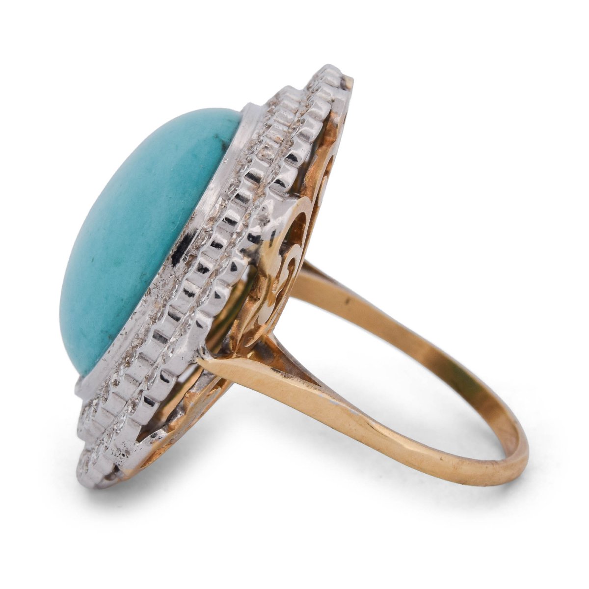 Vintage 18-karat Gold Ring With Turquoise And Diamonds   An224-photo-2