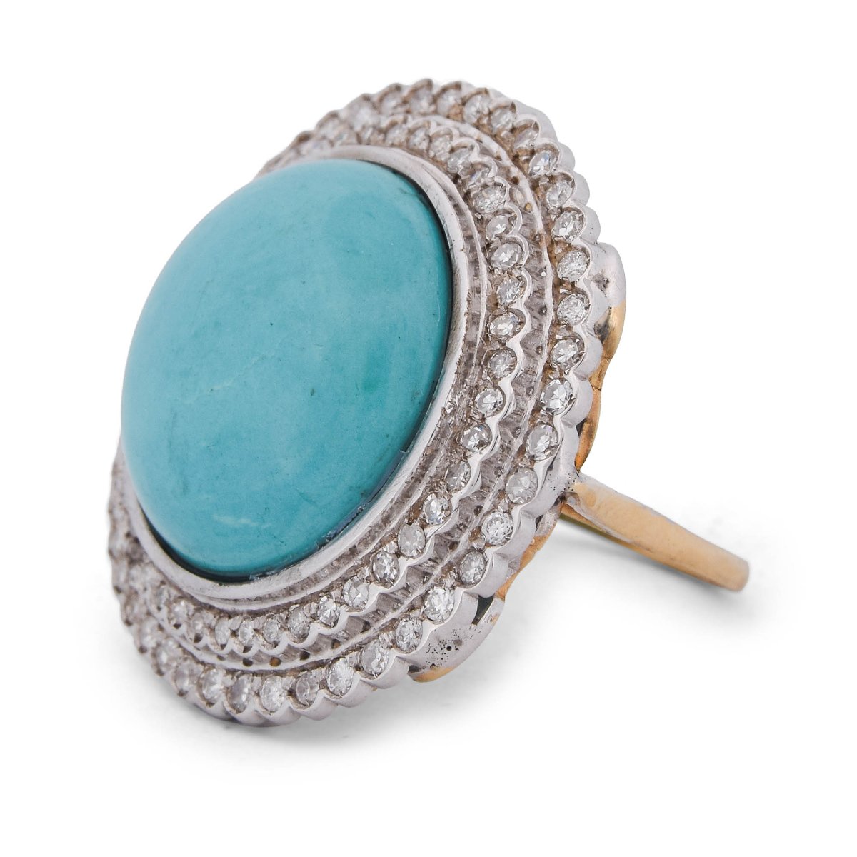Vintage 18-karat Gold Ring With Turquoise And Diamonds   An224-photo-3
