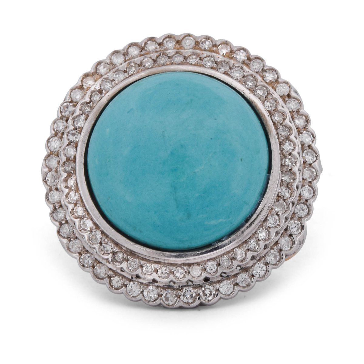 Vintage 18-karat Gold Ring With Turquoise And Diamonds   An224