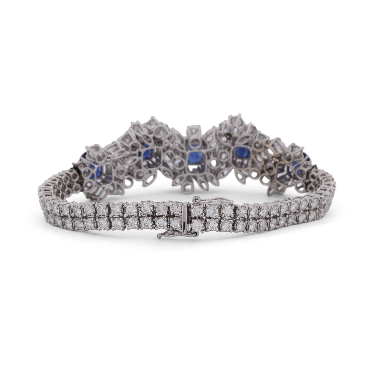 Vintage 18-karat White Gold Bracelet With Sapphires And Diamonds-photo-4