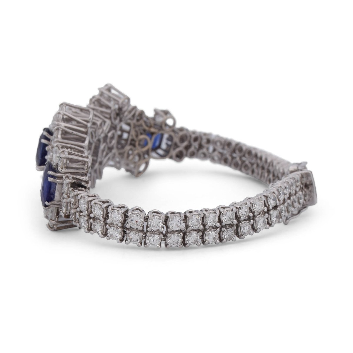 Vintage 18-karat White Gold Bracelet With Sapphires And Diamonds-photo-1