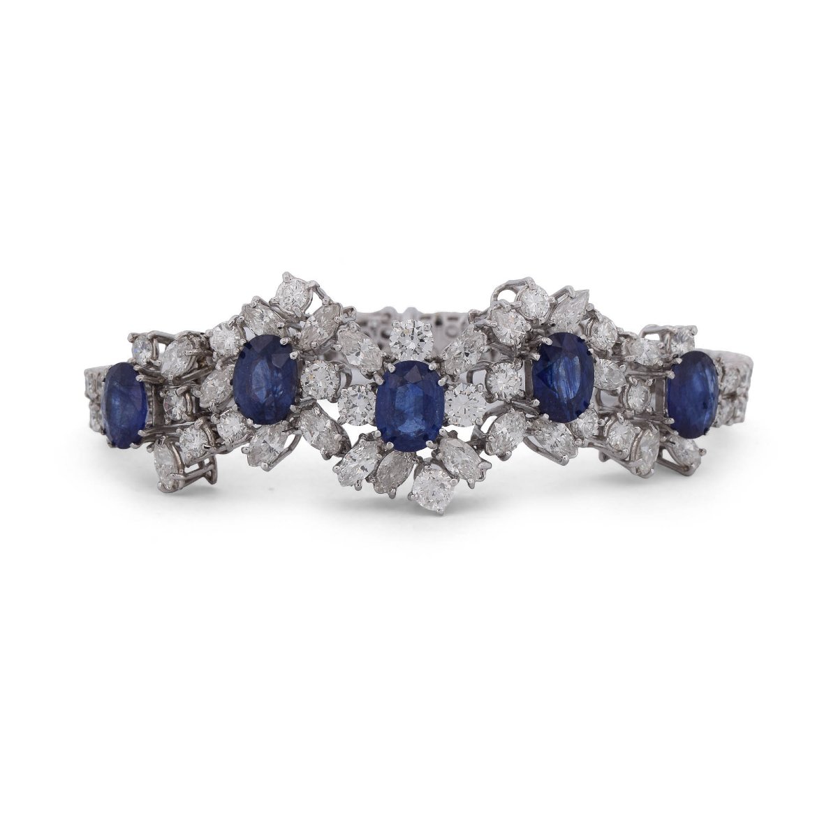 Vintage 18-karat White Gold Bracelet With Sapphires And Diamonds