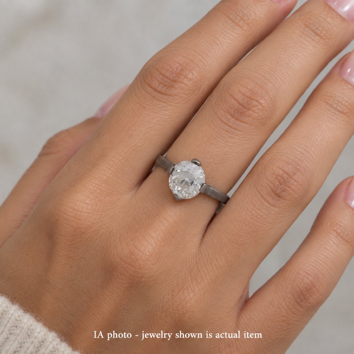 18-karat White Gold Victorian Ring With An Old-cut Diamond Weighing Approximately 1.20 Ct-photo-3