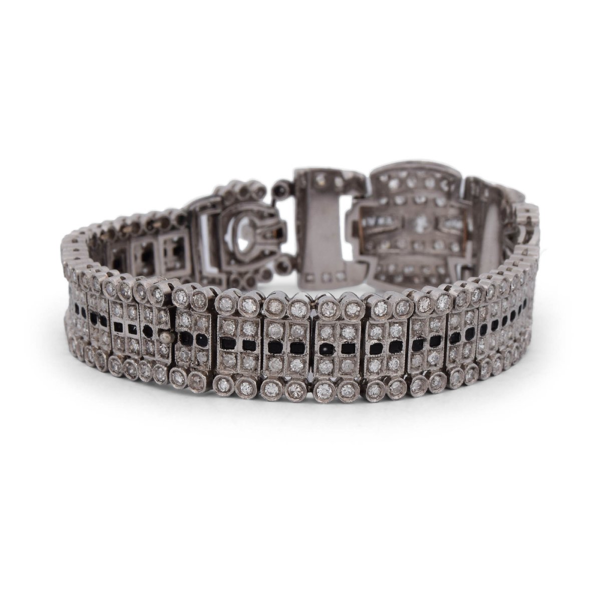 Bracelet en platine et diamants de style ancien-photo-3