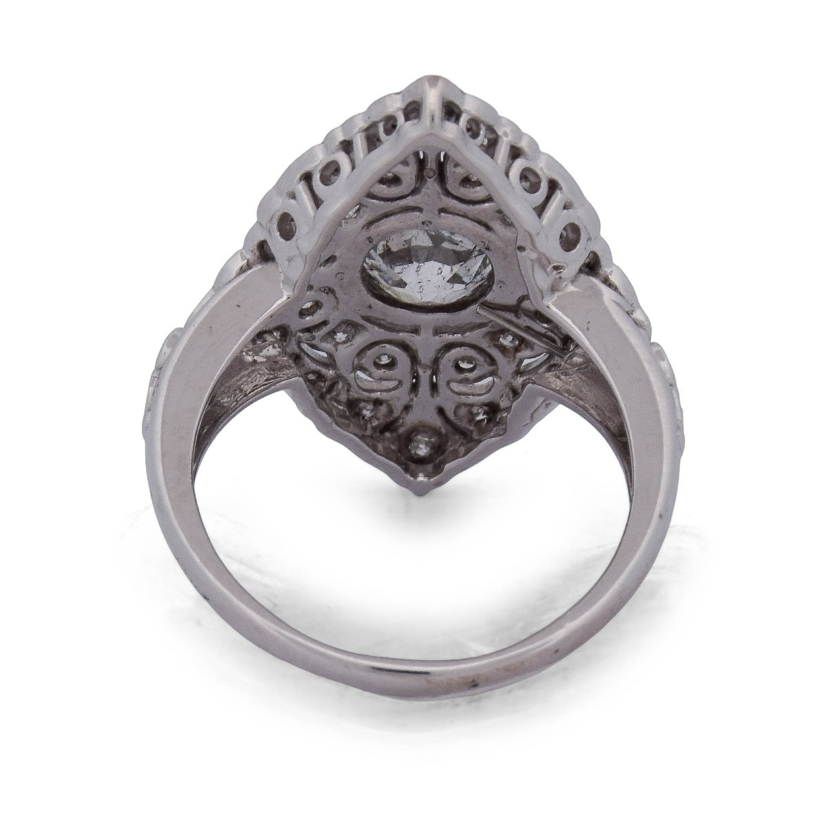 Early 20th-century Art Nouveau Ring In 18-karat White Gold With Diamonds-photo-4
