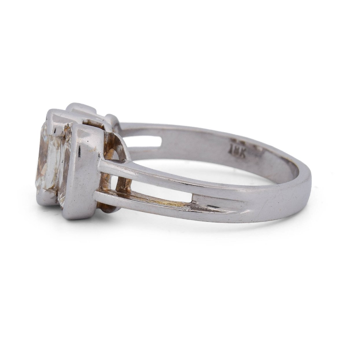 Bague Vintage Trois Diamants Taille Old Mine Cut en Or Blanc 18 Carats – Environ 1,50 ct  AN327-photo-2