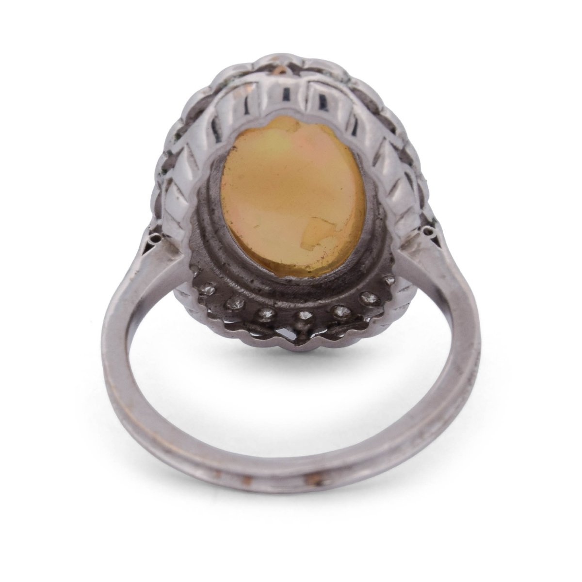 18-karat White Gold Vintage Ring With A 7.00-carat Natural Opal And Diamonds  An218 (0569)-photo-1