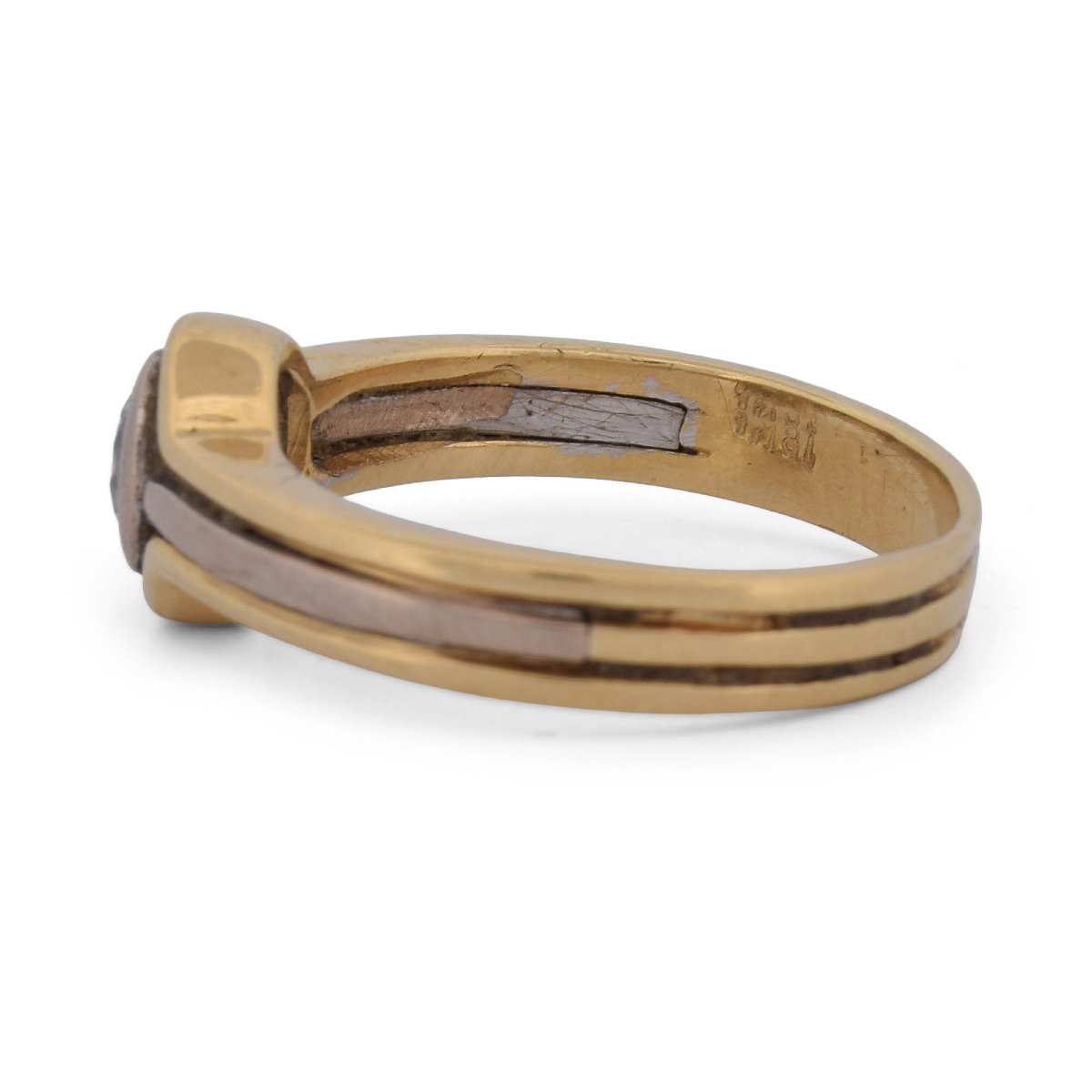 18-karat Two-tone Yellow Gold Vintage Ring With A 0.25-carat Diamond   An80 (0059)-photo-2