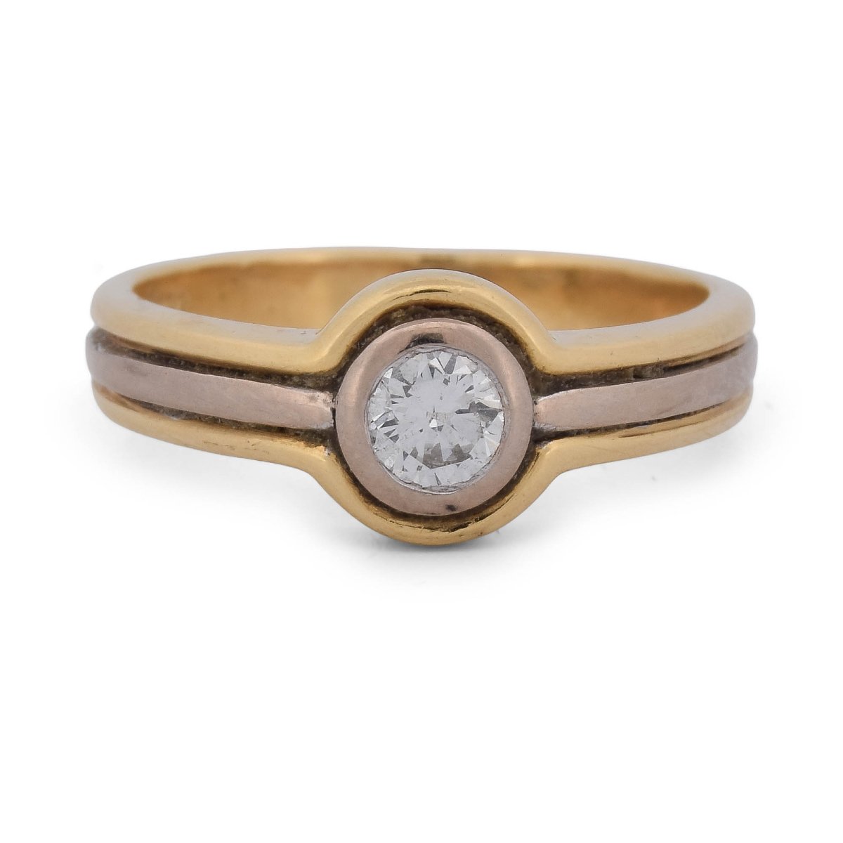 18-karat Two-tone Yellow Gold Vintage Ring With A 0.25-carat Diamond   An80 (0059)
