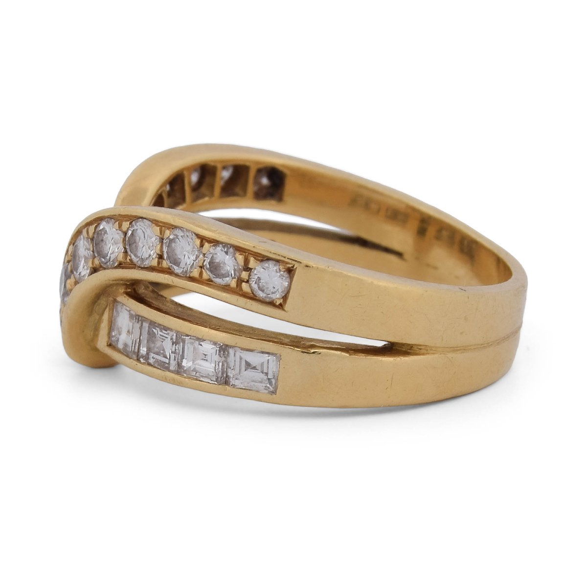 18-karat Yellow Gold Vintage Ring With Brilliant- And Princess-cut Diamonds – Approximately 0.70 Ct-photo-2
