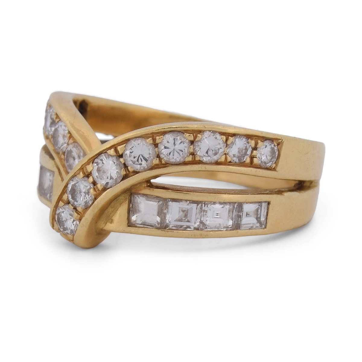 18-karat Yellow Gold Vintage Ring With Brilliant- And Princess-cut Diamonds – Approximately 0.70 Ct-photo-3