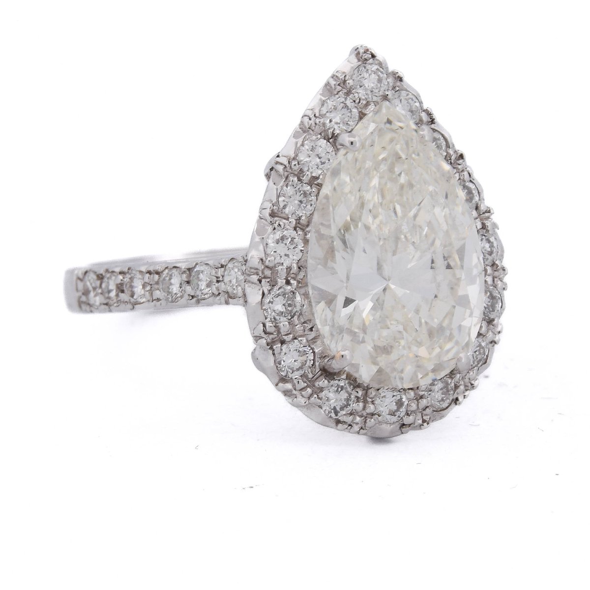 18-kt White Gold Vintage Ring With A 3.25-carat Teardrop Diamond – J/vs1  An390 -photo-2