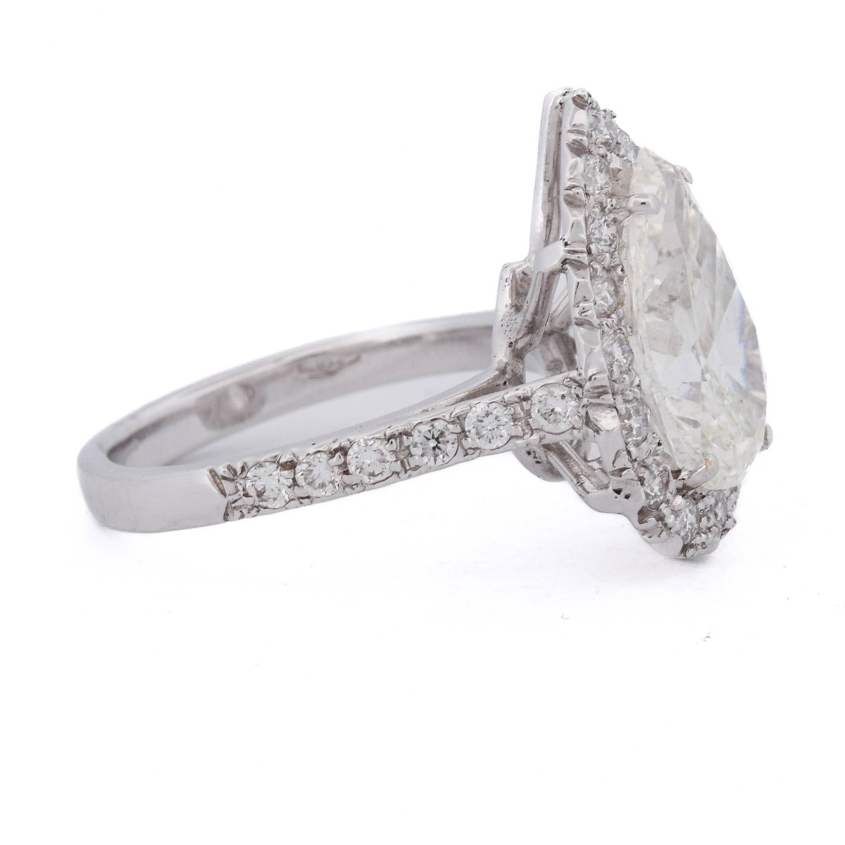 18-kt White Gold Vintage Ring With A 3.25-carat Teardrop Diamond – J/vs1  An390 -photo-3
