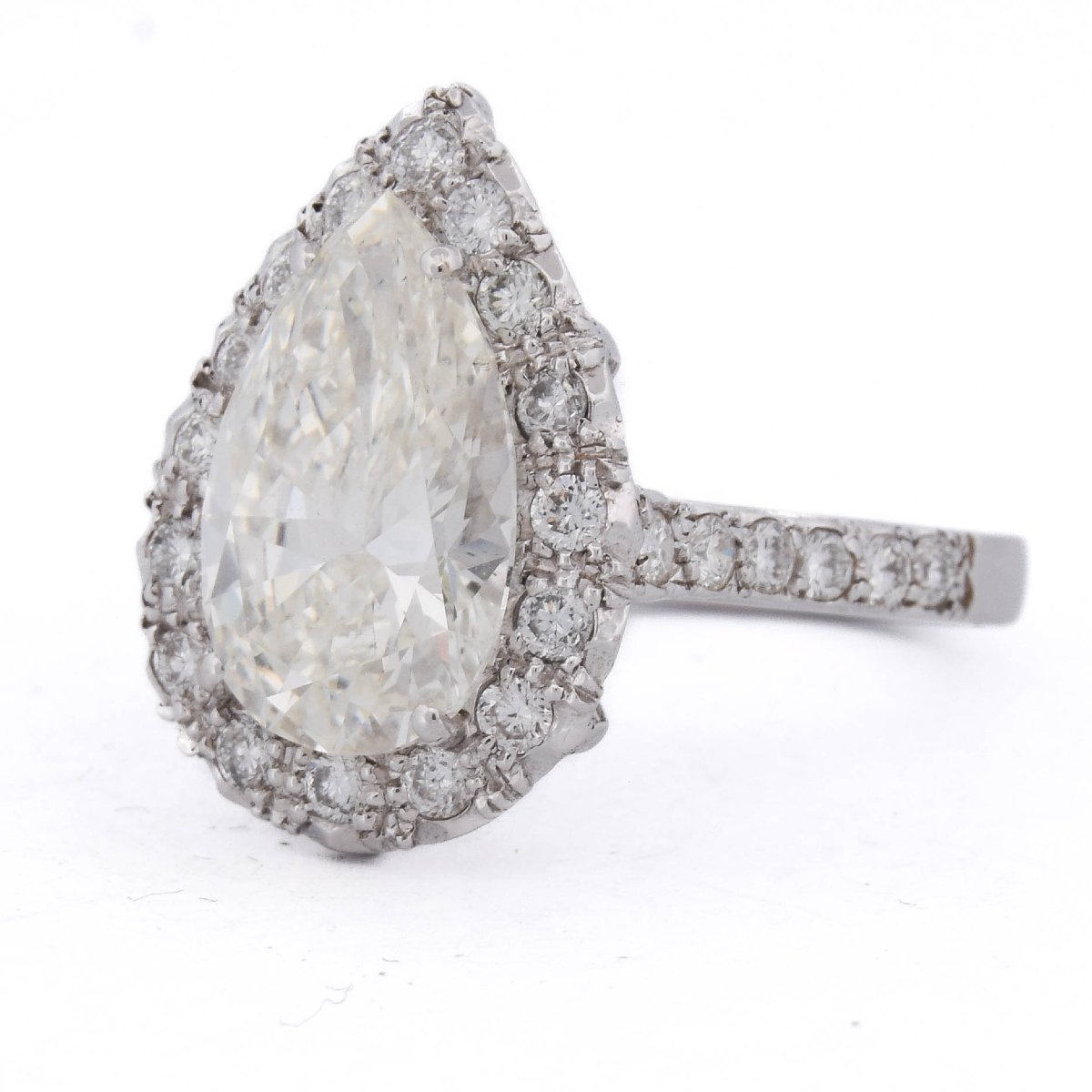 18-kt White Gold Vintage Ring With A 3.25-carat Teardrop Diamond – J/vs1  An390 -photo-2