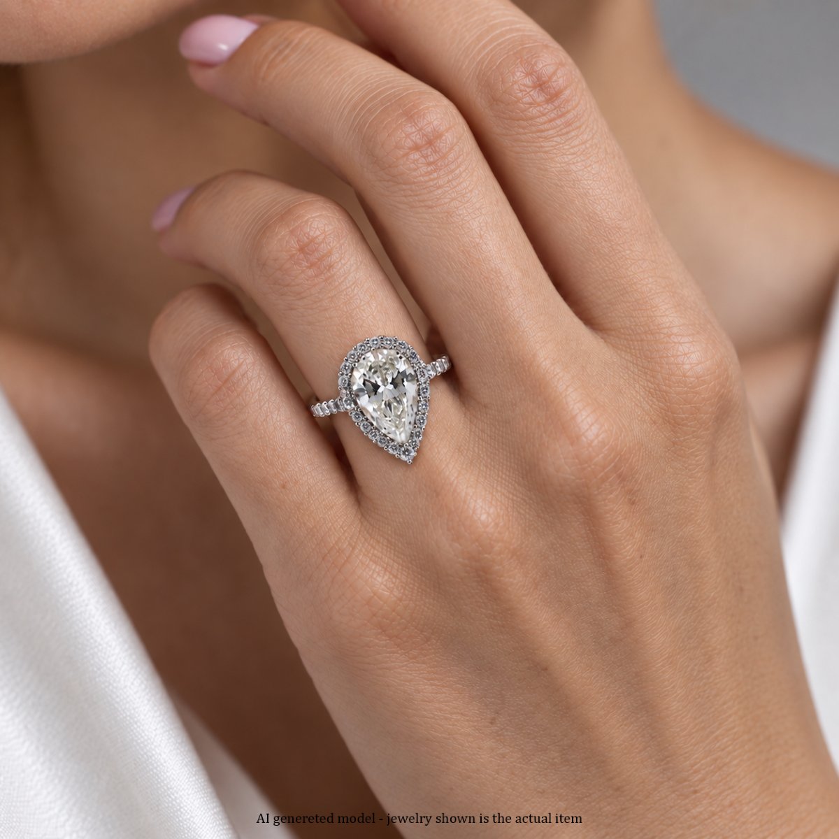 18-kt White Gold Vintage Ring With A 3.25-carat Teardrop Diamond – J/vs1  An390 -photo-3