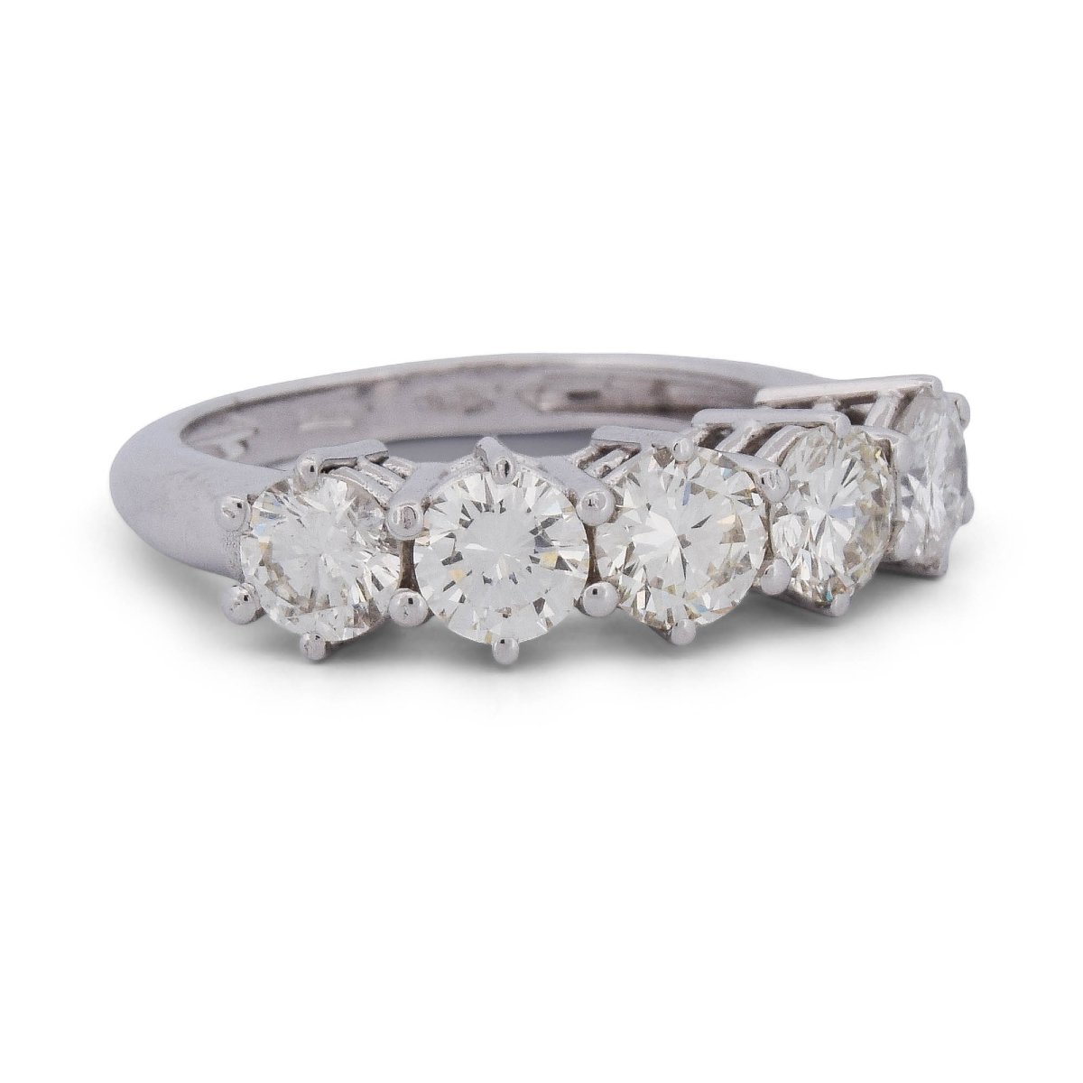 Bague Demi-Alliance Vintage en Or Blanc 18 Carats et 5 Diamants – 1,40 ct  AN527 (00519)-photo-2